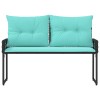 Kerti pad fekete és türkiz 118 x 55 x 82 cm pe rattan és szövet