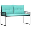 Kerti pad fekete és türkiz 118 x 55 x 82 cm pe rattan és szövet