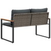 Pad párnával szürke és sötétszürke 115 x 65 x 72 cm rattan