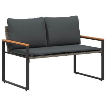Pad párnával szürke és sötétszürke 115 x 65 x 72 cm rattan