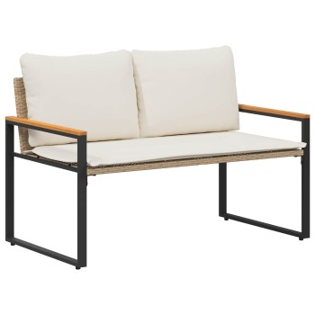 Pad párnával beige és krémszínű 115 x 65 x 72 cm rattan