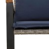 Pad párnával szürke és sötétkék 115 x 65 x 72 cm rattan