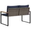 Pad párnával szürke és sötétkék 115 x 65 x 72 cm rattan