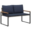 Pad párnával szürke és sötétkék 115 x 65 x 72 cm rattan