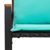 Pad párnával fekete és türkiz 115 x 65 x 72 cm rattan