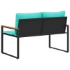 Pad párnával fekete és türkiz 115 x 65 x 72 cm rattan