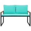 Pad párnával fekete és türkiz 115 x 65 x 72 cm rattan