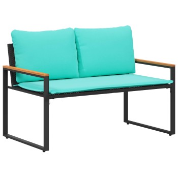Pad párnával fekete és türkiz 115 x 65 x 72 cm rattan