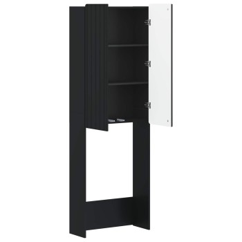 Wc szekrény zwolle fekete 66 x 25,5 x 190 cm szerelt fa