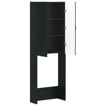 Wc szekrény hoorn fekete 66 x 25,5 x 190 cm szerelt fa