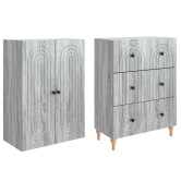 Szekrény szett 2 pcs szürke sonoma 66 x 34,5 x 90 cm szerelt fa