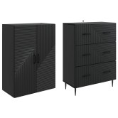 Szekrény szett 2 pcs fekete 66 x 34,5 x 90 cm szerelt fa