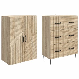 Szekrény szett 2 pcs sonoma tölgy 66 x 34,5 x 90 cm szerelt fa