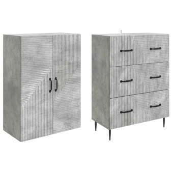 Szekrény szett 2 pcs betonszürke 66 x 34,5 x 90 cm szerelt fa