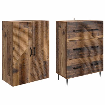 Szekrény szett 2 pcs antik fa 66 x 34,5 x 90 cm szerelt fa