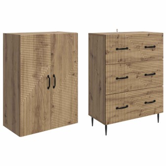 Szekrény szett 2 pcs kézműves tölgy 66 x 34,5 x 90 cm