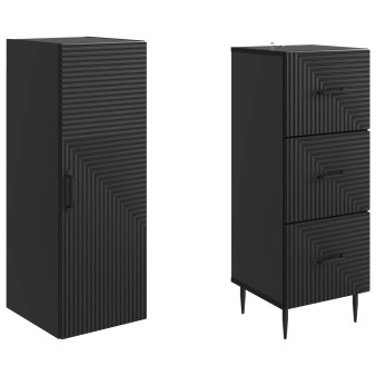 Szekrény szett 2 pcs fekete 33 x 34,5 x 90 cm szerelt fa