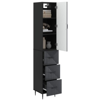 Szekrény szett 2 pcs fekete 33 x 34,5 x 90 cm szerelt fa