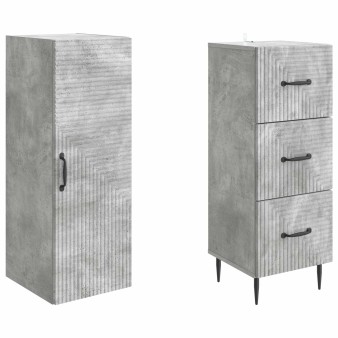 Szekrény szett 2 pcs betonszürke 33 x 34,5 x 90 cm szerelt fa