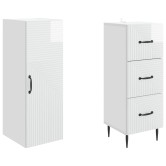 Szekrény szett 2 pcs magasfényű fehér 33 x 34,5 x 90 cm