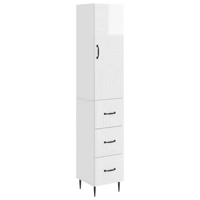 Szekrény szett 2 pcs magasfényű fehér 33 x 34,5 x 90 cm
