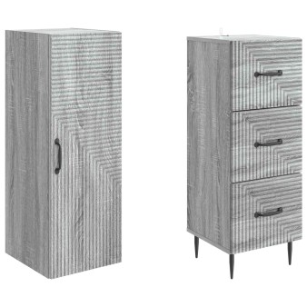 Szekrény szett 2 pcs szürke sonoma 33 x 34,5 x 90 cm szerelt fa