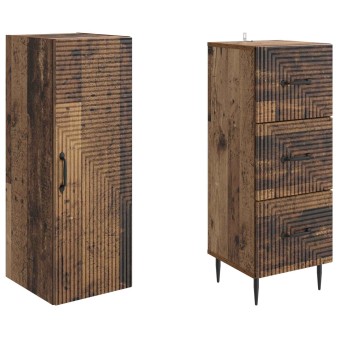 Szekrény szett 2 pcs antik fa 33 x 34,5 x 90 cm szerelt fa