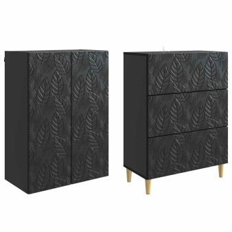 Szekrény szett 2 pcs fekete 66 x 34,5 x 90 cm szerelt fa