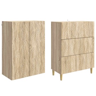 Szekrény szett 2 pcs sonoma tölgy 66 x 34,5 x 90 cm szerelt fa