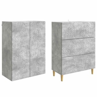 Szekrény szett 2 pcs betonszürke 66 x 34,5 x 90 cm szerelt fa