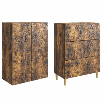 Szekrény szett 2 pcs füstös tölgy 66 x 34,5 x 90 cm szerelt fa