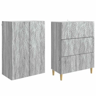 Szekrény szett 2 pcs szürke sonoma 66 x 34,5 x 90 cm szerelt fa