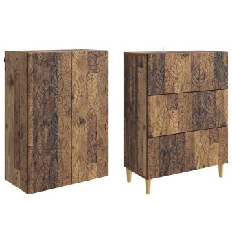 Szekrény szett 2 pcs antik fa 66 x 34,5 x 90 cm szerelt fa