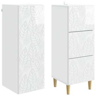 Szekrény szett 2 pcs magasfényű fehér 33 x 34,5 x 90 cm