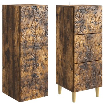 Szekrény szett 2 pcs füstös tölgy 33 x 34,5 x 90 cm szerelt fa