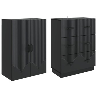 Szekrény szett 2 pcs fekete 66 x 34,5 x 87 cm szerelt fa