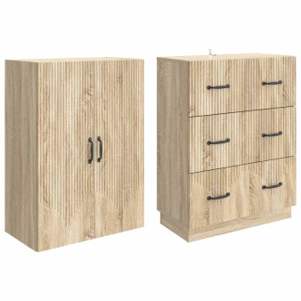 Szekrény szett 2 pcs sonoma tölgy 66 x 34,5 x 87 cm szerelt fa