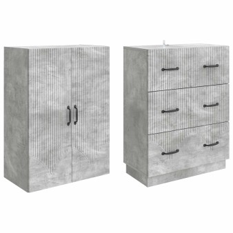 Szekrény szett 2 pcs betonszürke 66 x 34,5 x 87 cm szerelt fa