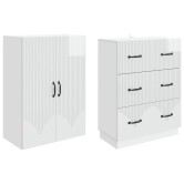 Szekrény szett 2 pcs magasfényű fehér 66 x 34,5 x 87 cm Szekrény szett 2 pcs magasfényű fehér 66 x 34,5 x 87 cm