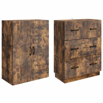 Szekrény szett 2 pcs füstös tölgy 66 x 34,5 x 87 cm szerelt fa