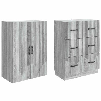 Szekrény szett 2 pcs szürke sonoma 66 x 34,5 x 87 cm szerelt fa