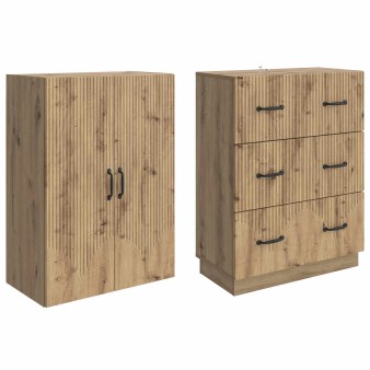 Szekrény szett 2 pcs kézműves tölgy 66 x 34,5 x 87 cm
