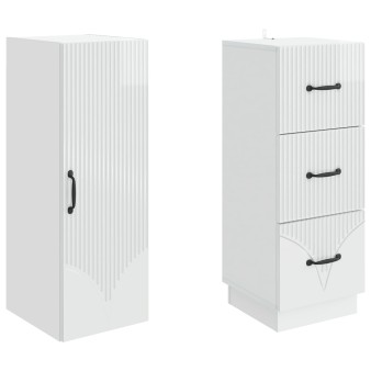 Szekrény szett 2 pcs magasfényű fehér 33 x 34,5 x 87 cm