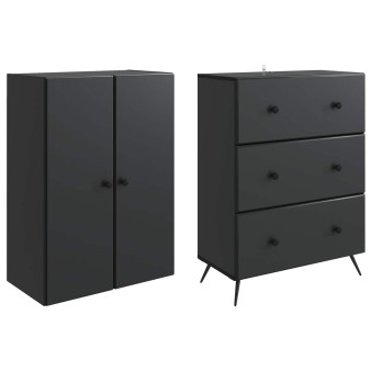 Szekrény szett 2 pcs fekete 66 x 34,5 x 90 cm szerelt fa
