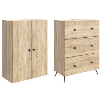 Szekrény szett 2 pcs sonoma tölgy 66 x 34,5 x 90 cm szerelt fa