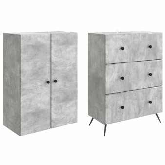 Szekrény szett 2 pcs betonszürke 66 x 34,5 x 90 cm szerelt fa