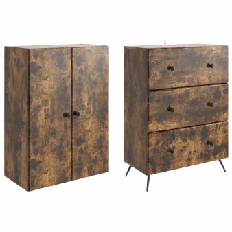 Szekrény szett 2 pcs füstös tölgy 66 x 34,5 x 90 cm szerelt fa