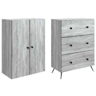 Szekrény szett 2 pcs szürke sonoma 66 x 34,5 x 90 cm szerelt fa