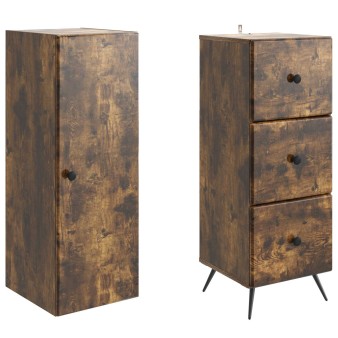 Szekrény szett 2 pcs füstös tölgy 34,5 x 34,5 x 90 cm