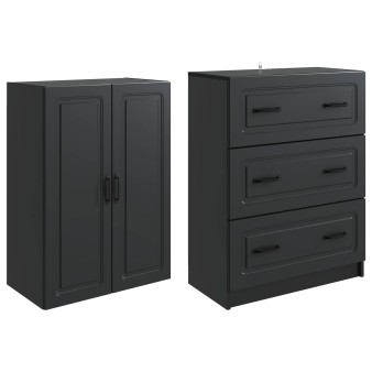 Szekrény szett 2 pcs fekete 66 x 34,5 x 87 cm szerelt fa